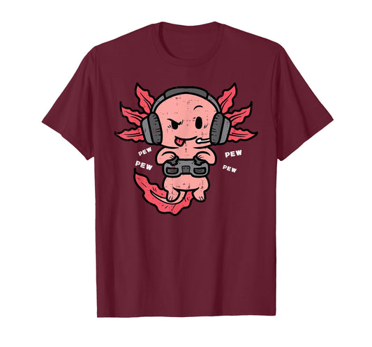 Gamer Axolotl Funny Video Gaming Men Boys Kids Youth Teens T-Shirt