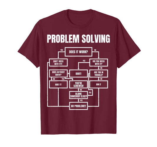 Men Problem Solving Chart - Flow Chart Geek Nerd Funny Gift T-Shirt