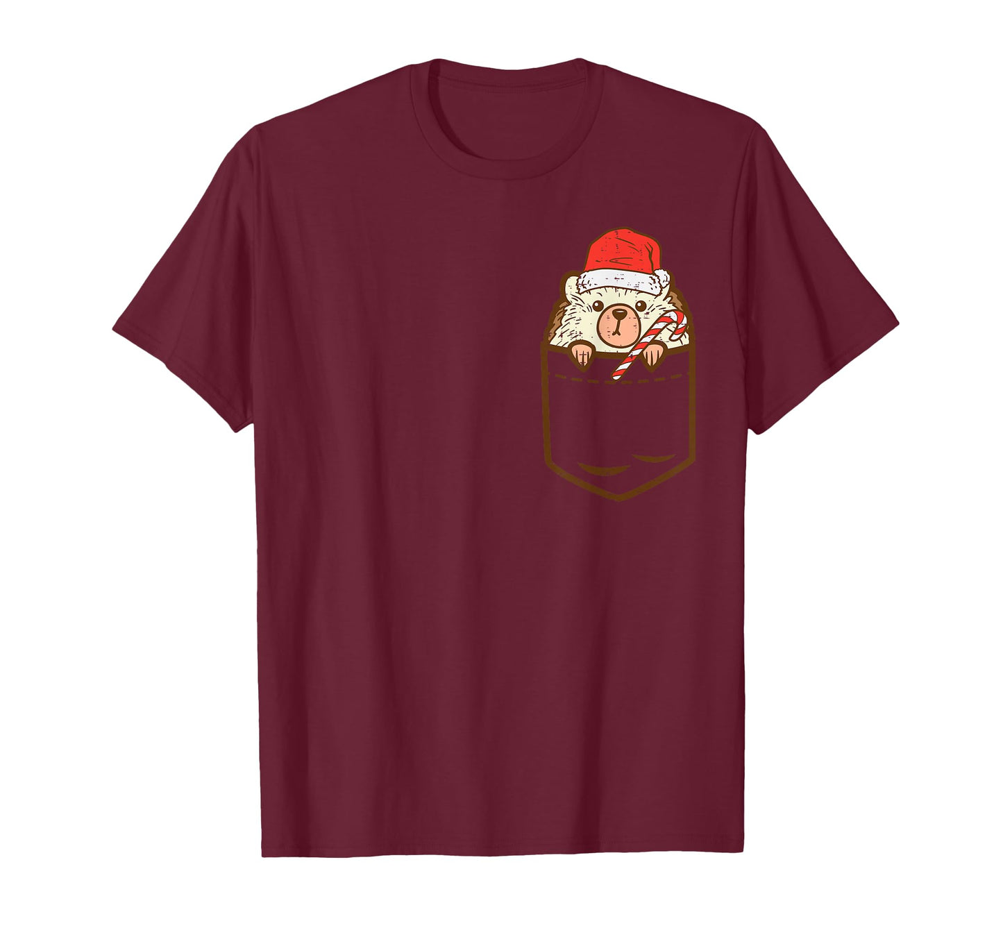 Pocket Hedgehog Santa Cute Animal Christmas Xmas Men Women T-Shirt