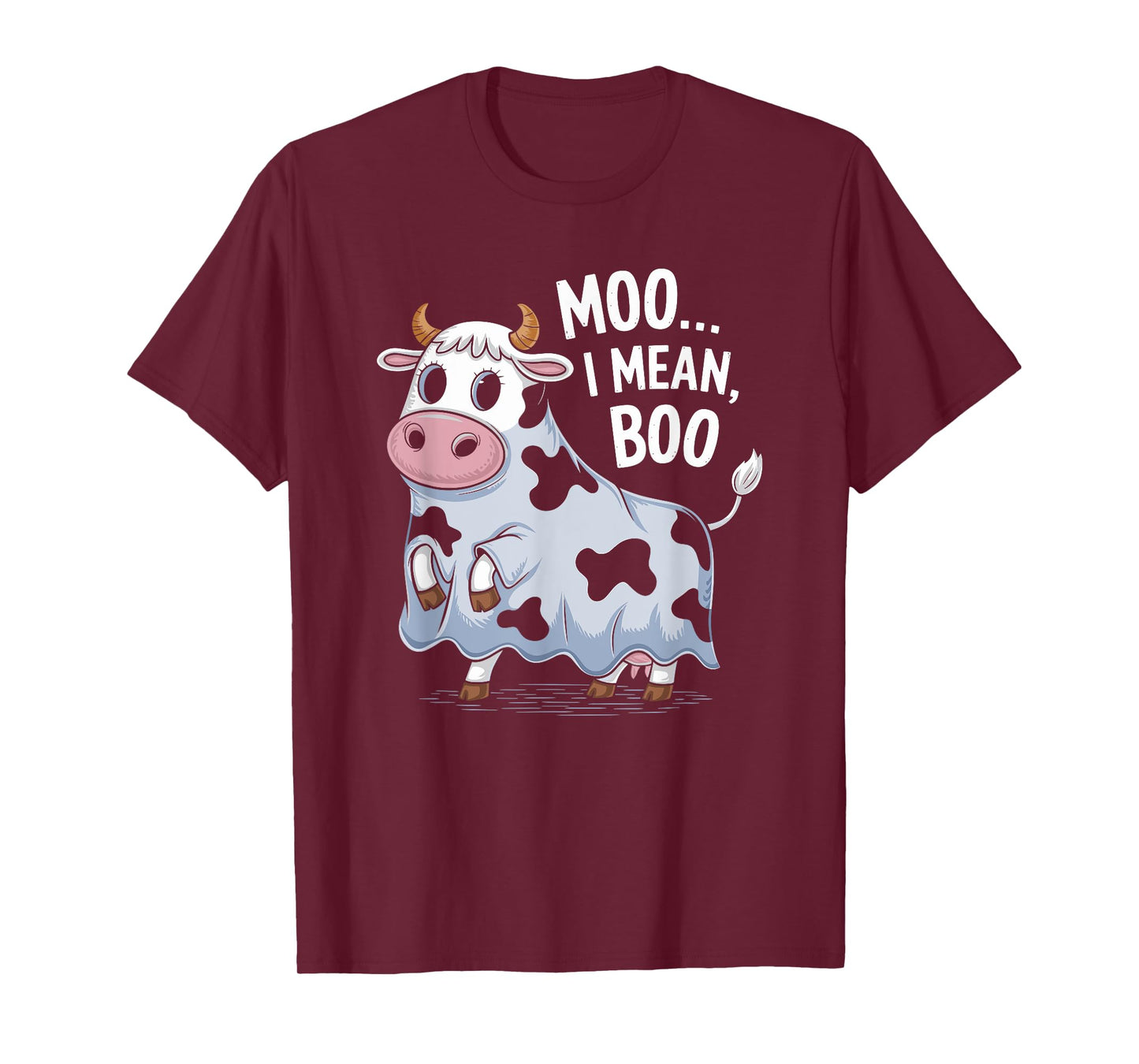 Ghost Cow Moo I Mean Boo Halloween Costume Funny Cow Lover T-Shirt
