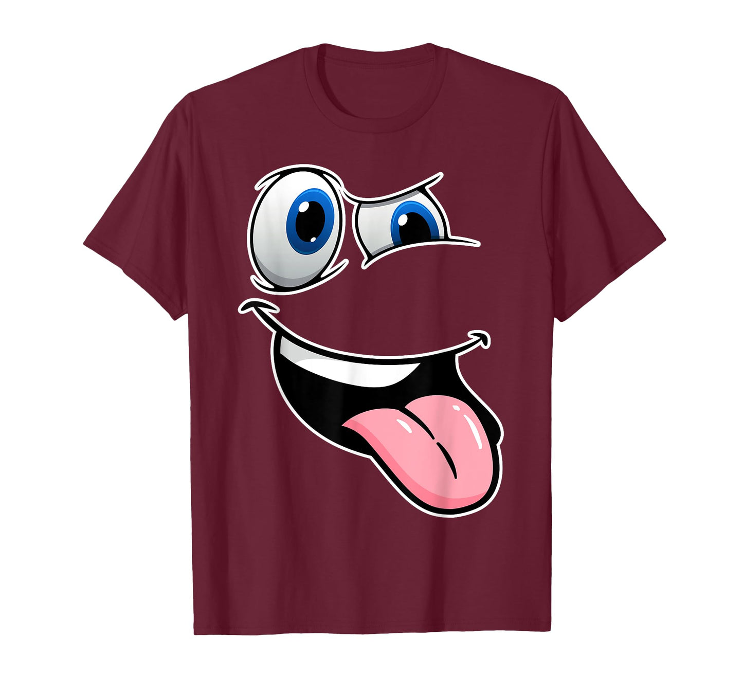 Funny Crazy Eyes & Tongue Out Hilarious Cartoon Face Tee T-Shirt