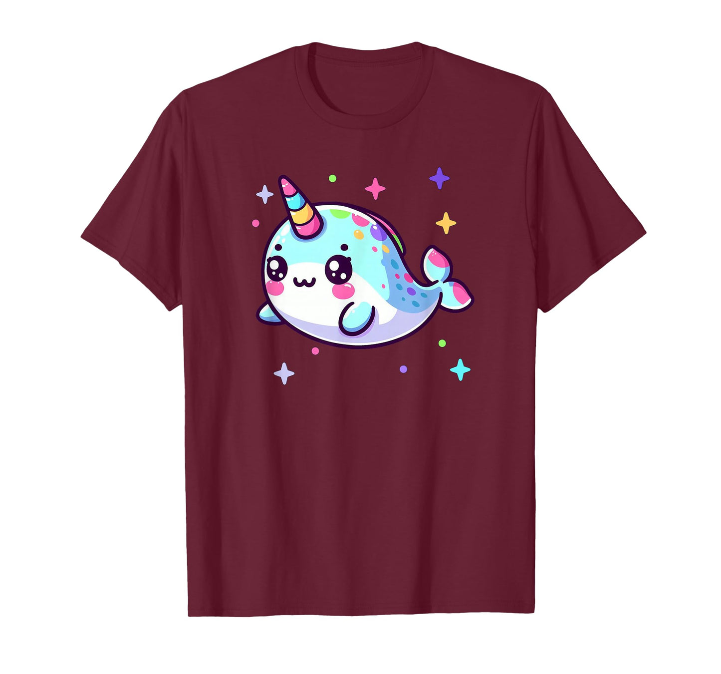 Cute Kawaii Narwhal Blue Pink Anime Sea Critter Fun T-Shirt