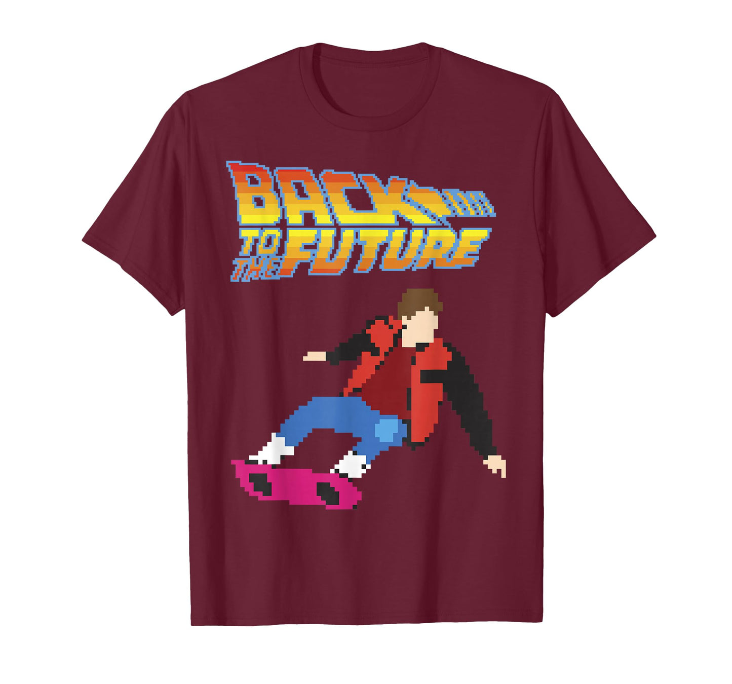 Back to The Future 8-Bit Marty on Hoverboard Graphic T-Shirt T-Shirt