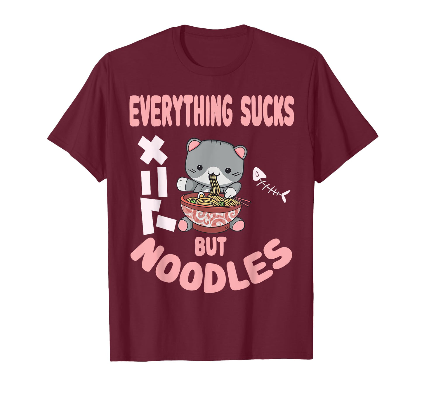 Everything sucks but noodles Pastel Goth Cat Kawaii Men Women T-Shirt