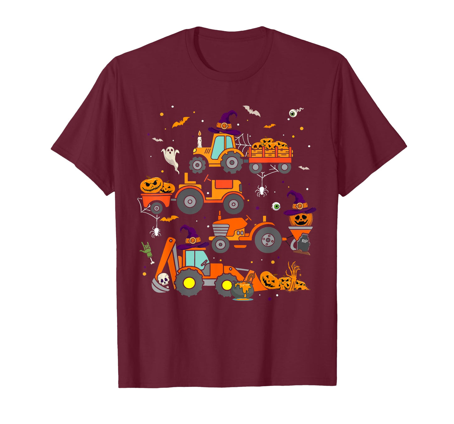 Toddler Halloween Shirt Tractor Ghost Pumpkin Kids Boys T-Shirt