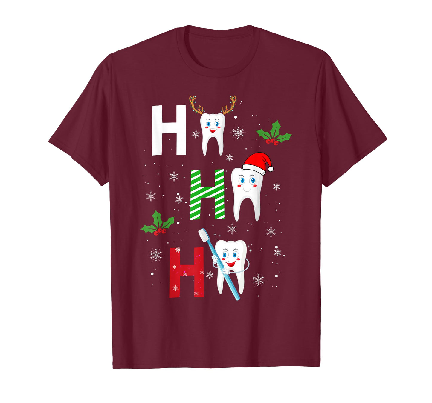 Ho Ho Ho Santa Christmas Funny Teeth Dentist Dental Xmas T-Shirt