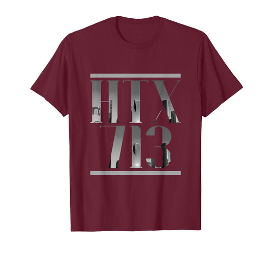 HTX 713 Houston Strong H-Town Vibe Houston skyline Texas T-Shirt