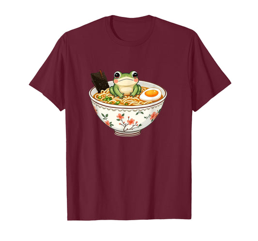 Cute Kawaii Frog In A Ramen Bowl Anime Lover Men Women Kids T-Shirt