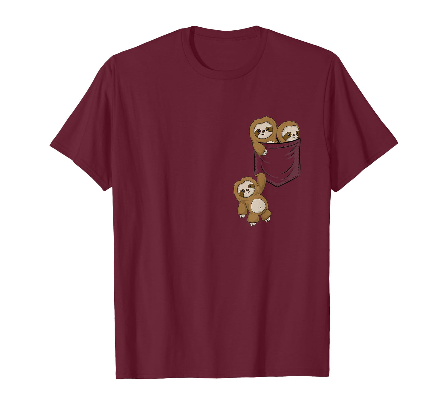 for Sloth Lovers Cute Kawaii Baby Sloths in Pocket T-Shirt