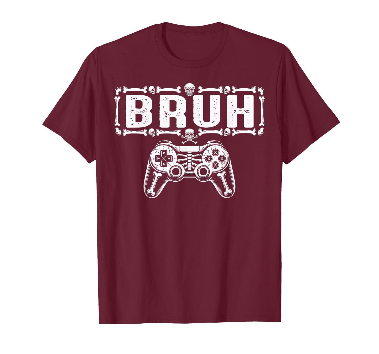 Halloween Skeleton Gamer Bruh Funny Video Gaming Boys Kids T-Shirt