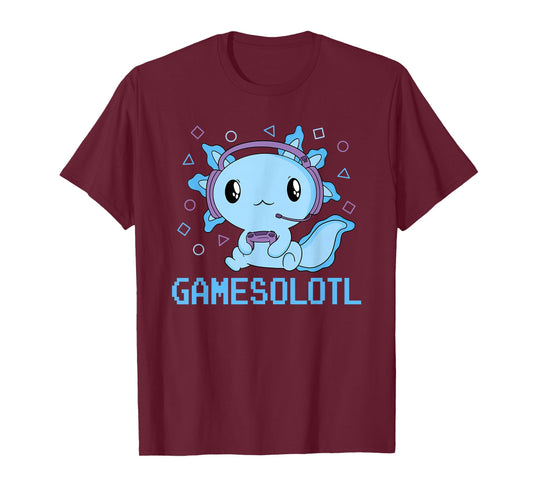 Funny Gamesolotl Kawaii Gaming Axolotl Video Gamer Boys Kids T-Shirt