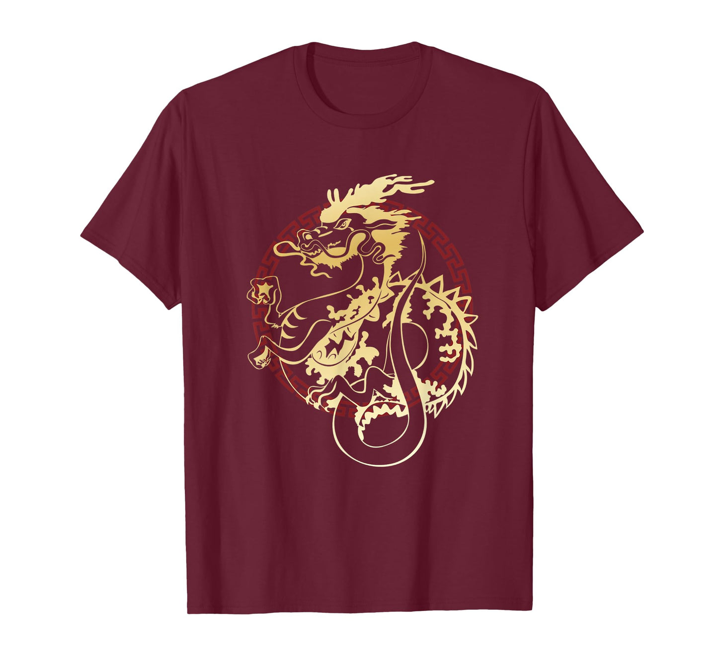 Asian Dragon Oriental With Red Chinese Wind Round Border T-Shirt