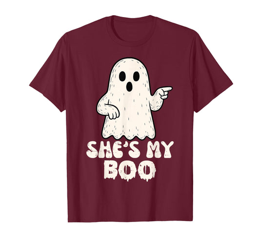 She's My Boo Couples Matching Halloween Costume Ghost T-Shirt