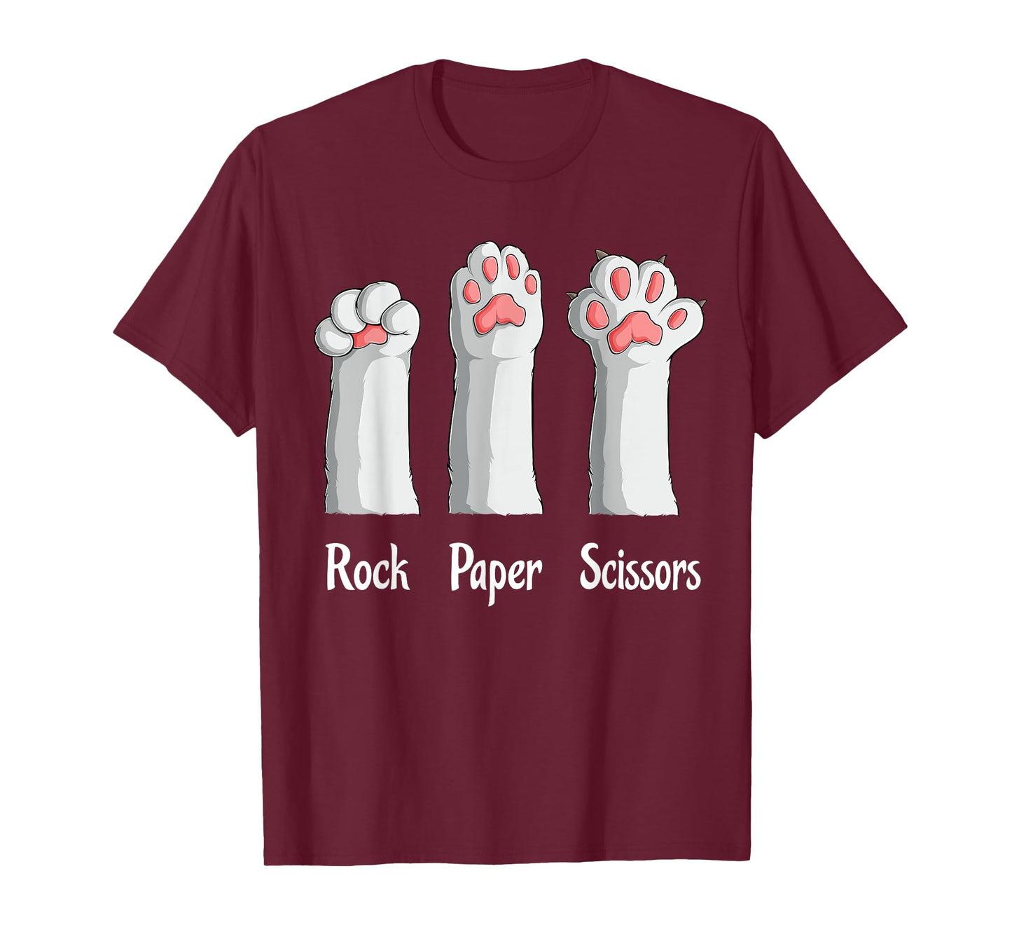 Funny Cat Rock Paper Scissors Hand Game Cute Paw Kitten Kids T-Shirt
