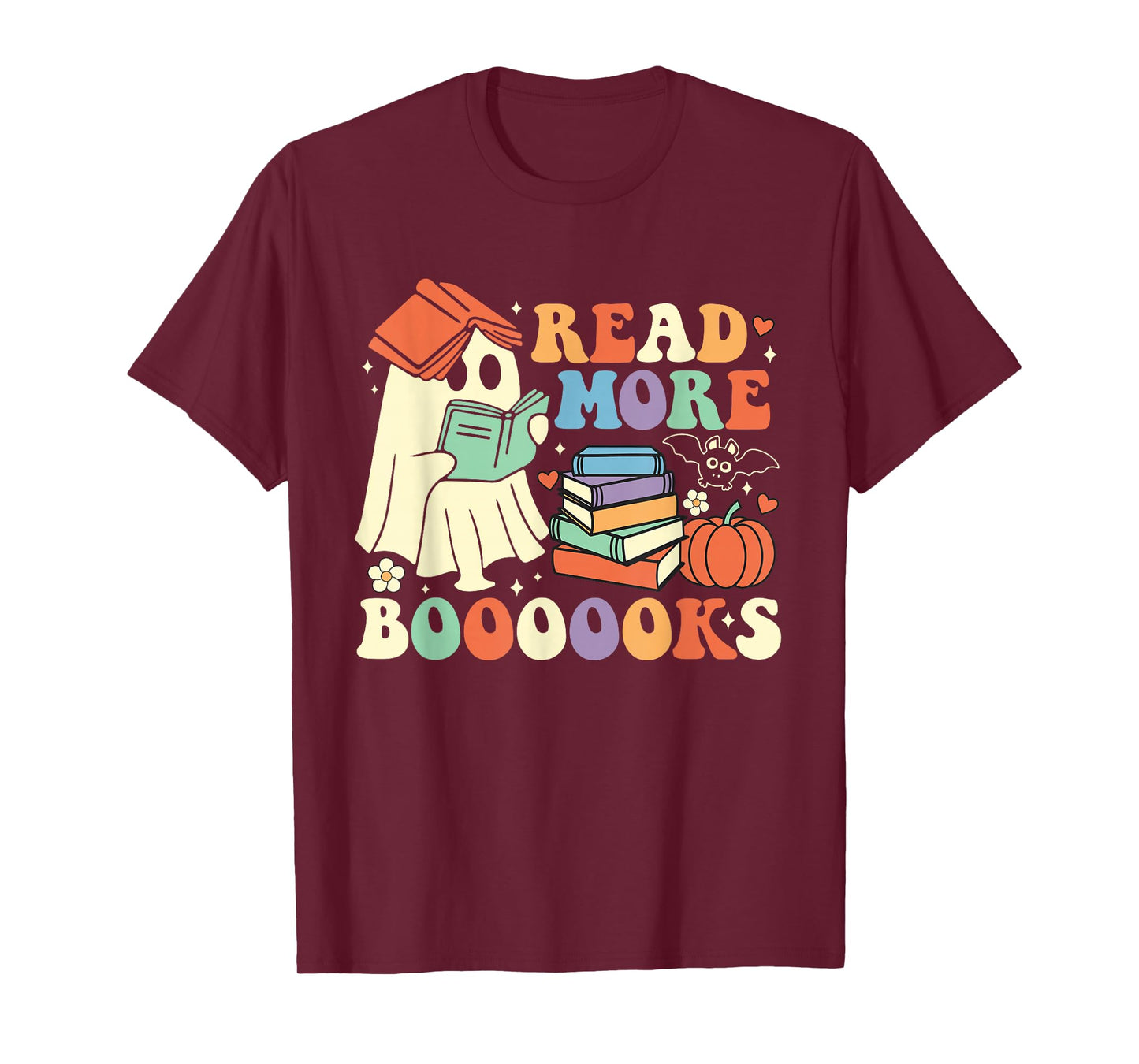 Funny Teacher Halloween Cute Booooks Ghost Read More Books T-Shirt