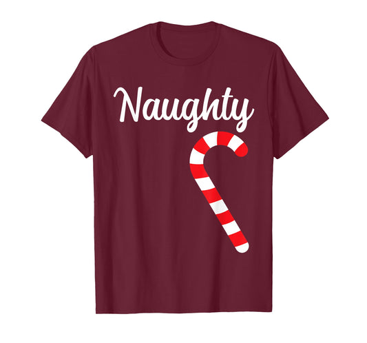 Matching Naughty and Nice Couples Christmas Pajamas T-Shirt
