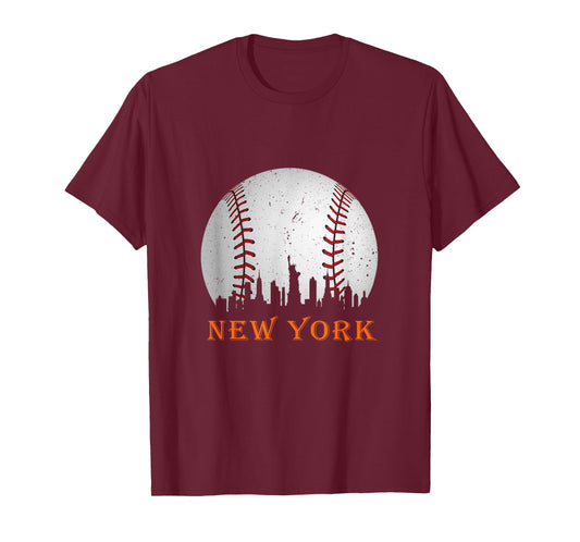 New York NY Skyline Baseball Vintage Met At Gameday T-Shirt