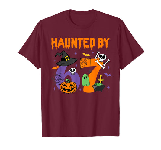 Haunted by 67 – Funny Six Seven Meme 6 7 Halloween Costume T-Shirt