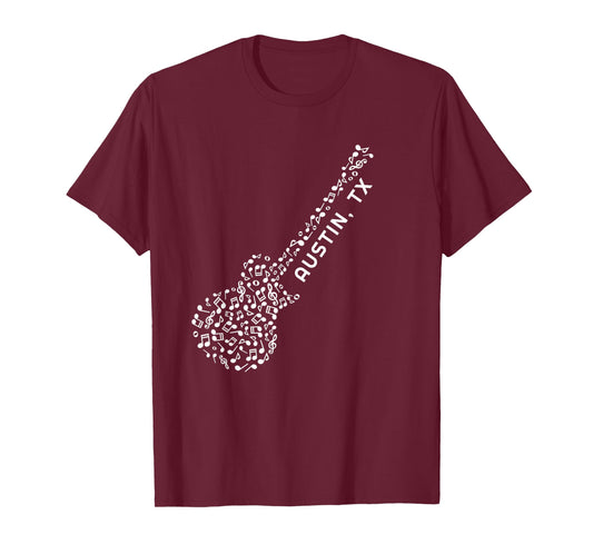 Austin, TX Musical Notes, Souvenir Guitar T-Shirt T-Shirt