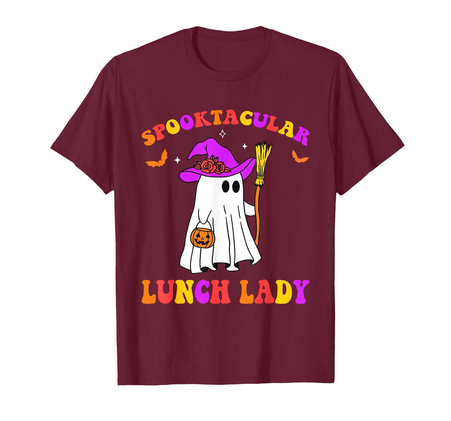 Spooktacular Lunch Lady floral ghost Happy Halloween T-Shirt