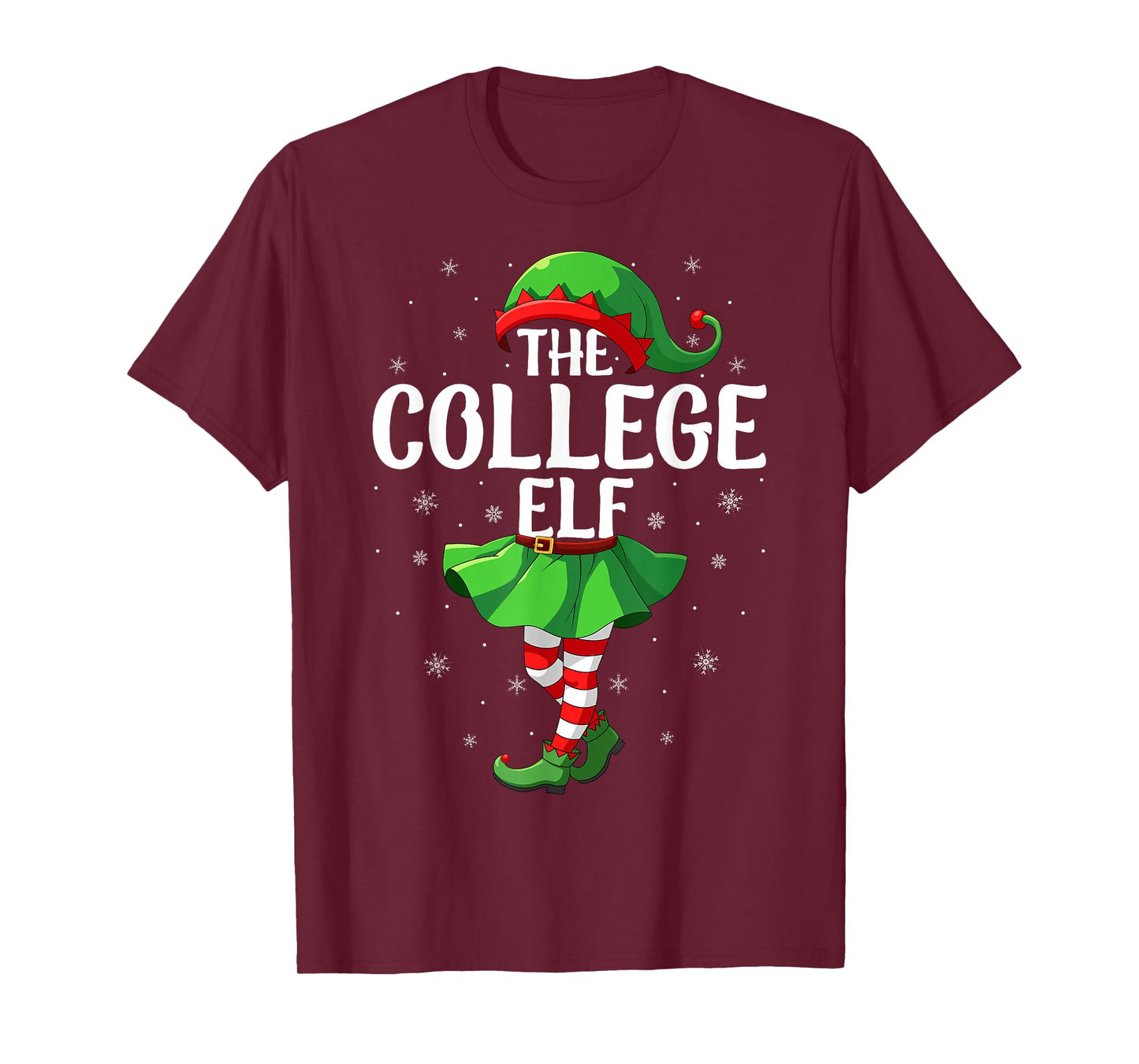 College Elf Christmas Girls Women Elf Squad Xmas Family T-Shirt