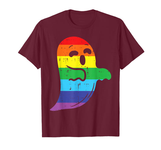 Rainbow Ghost LGBT Gay Pride Lesbian Halloween Costume T-Shirt