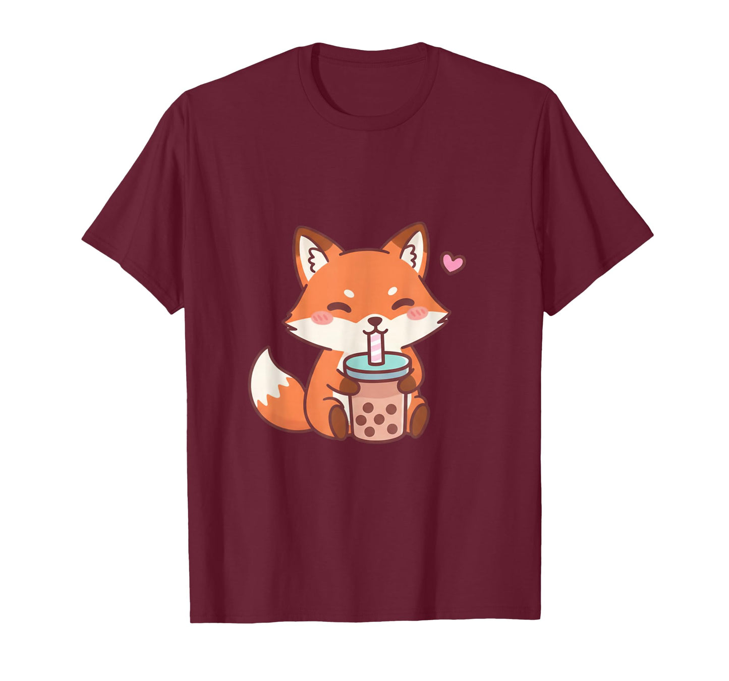 Cute Fox Kawaii Anime Drinking Bubble Tea Lover Girls T-Shirt