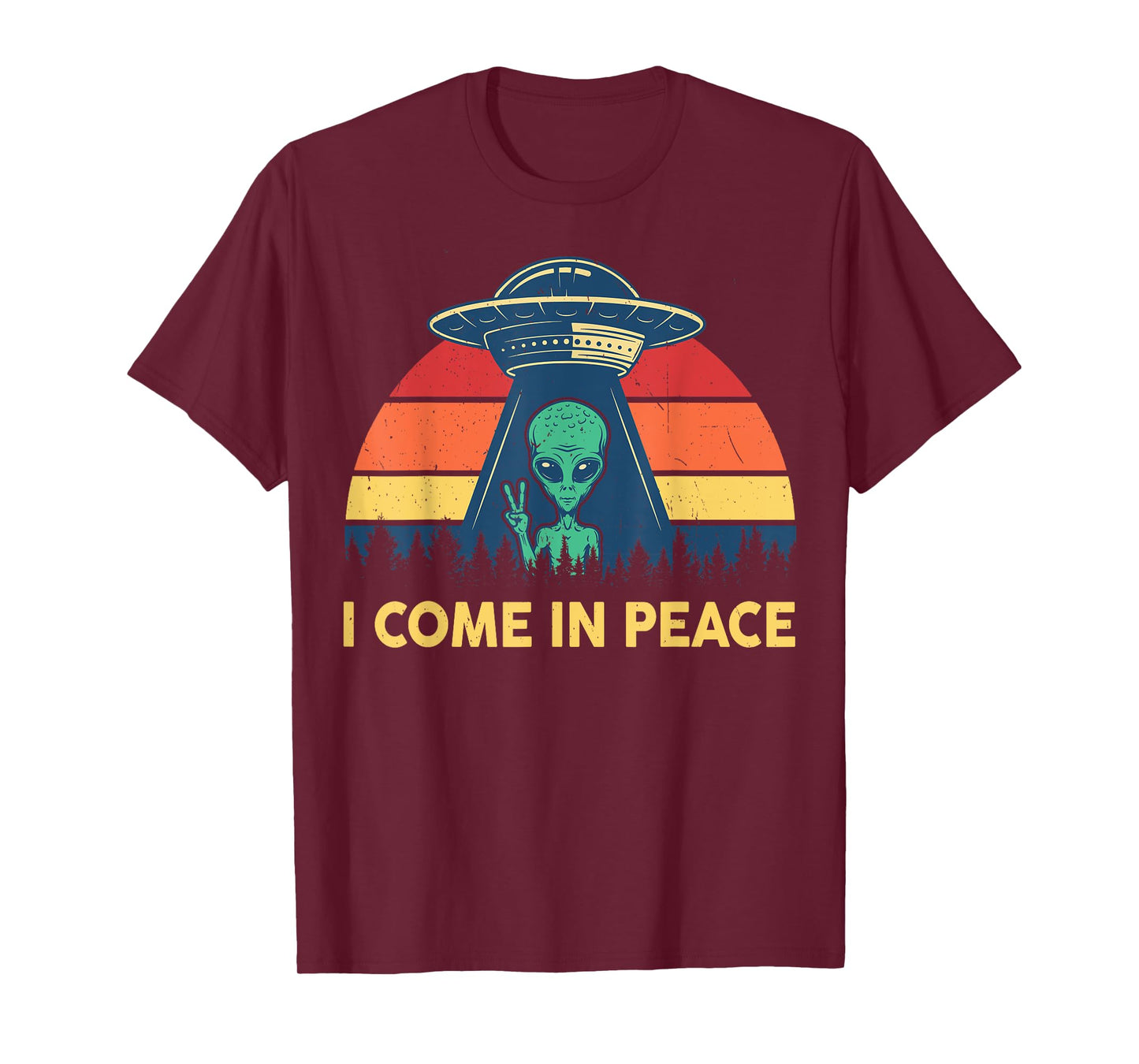 I Come In Peace Funny UFO Costume Kids Adults Cute Alien T-Shirt