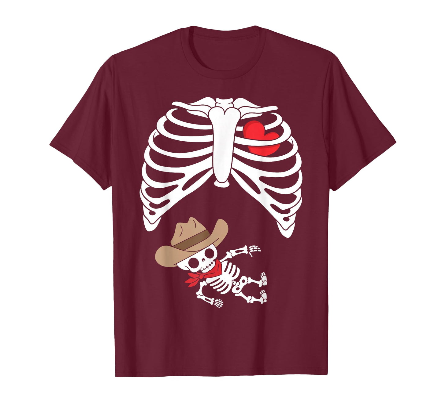 Baby Pregnancy Halloween Skeleton Xray Cowboy Boy Pregnant T-Shirt