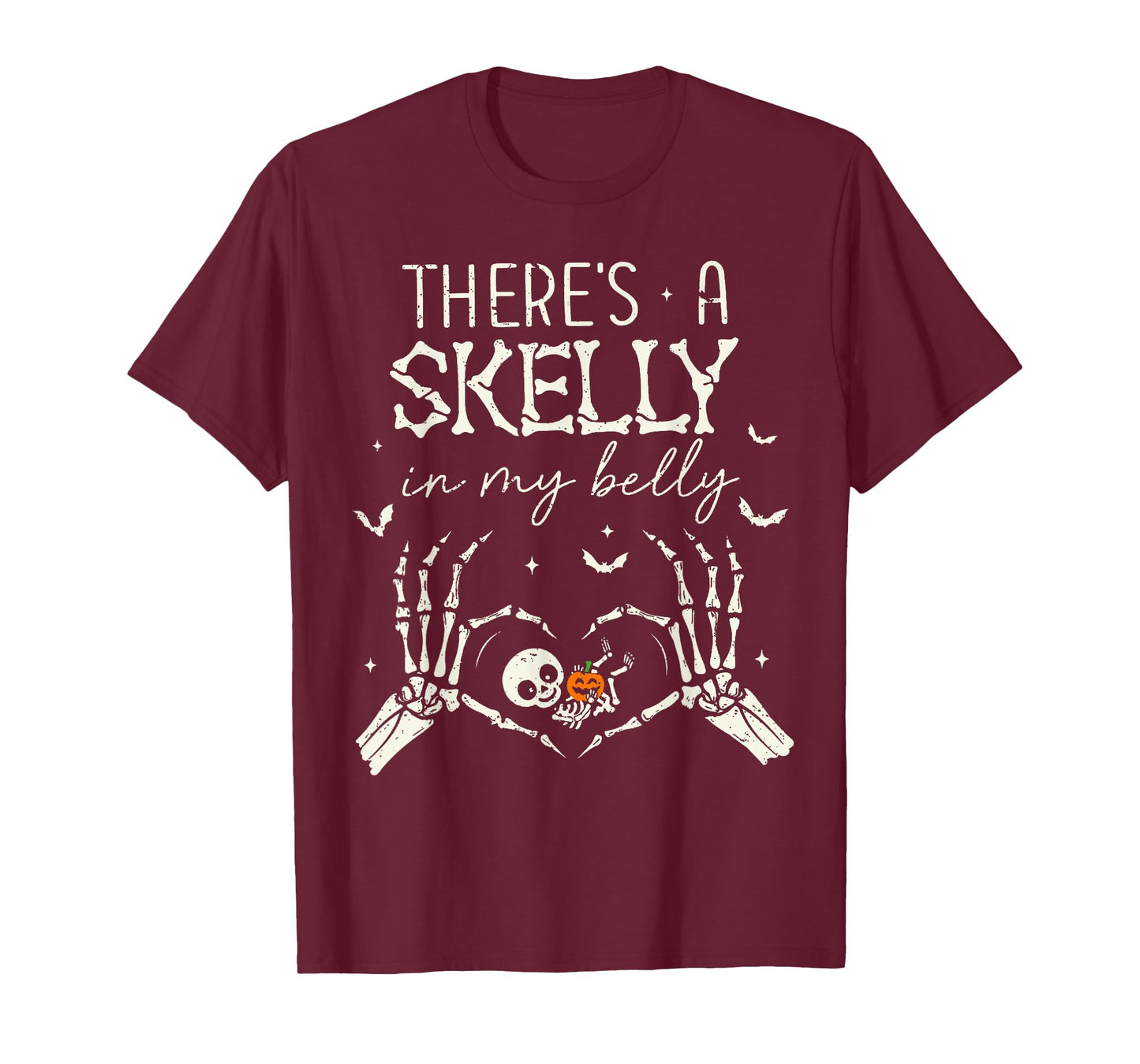 There's A Skelly in My Belly Funny Halloween Pregnancy Women T-Shirt