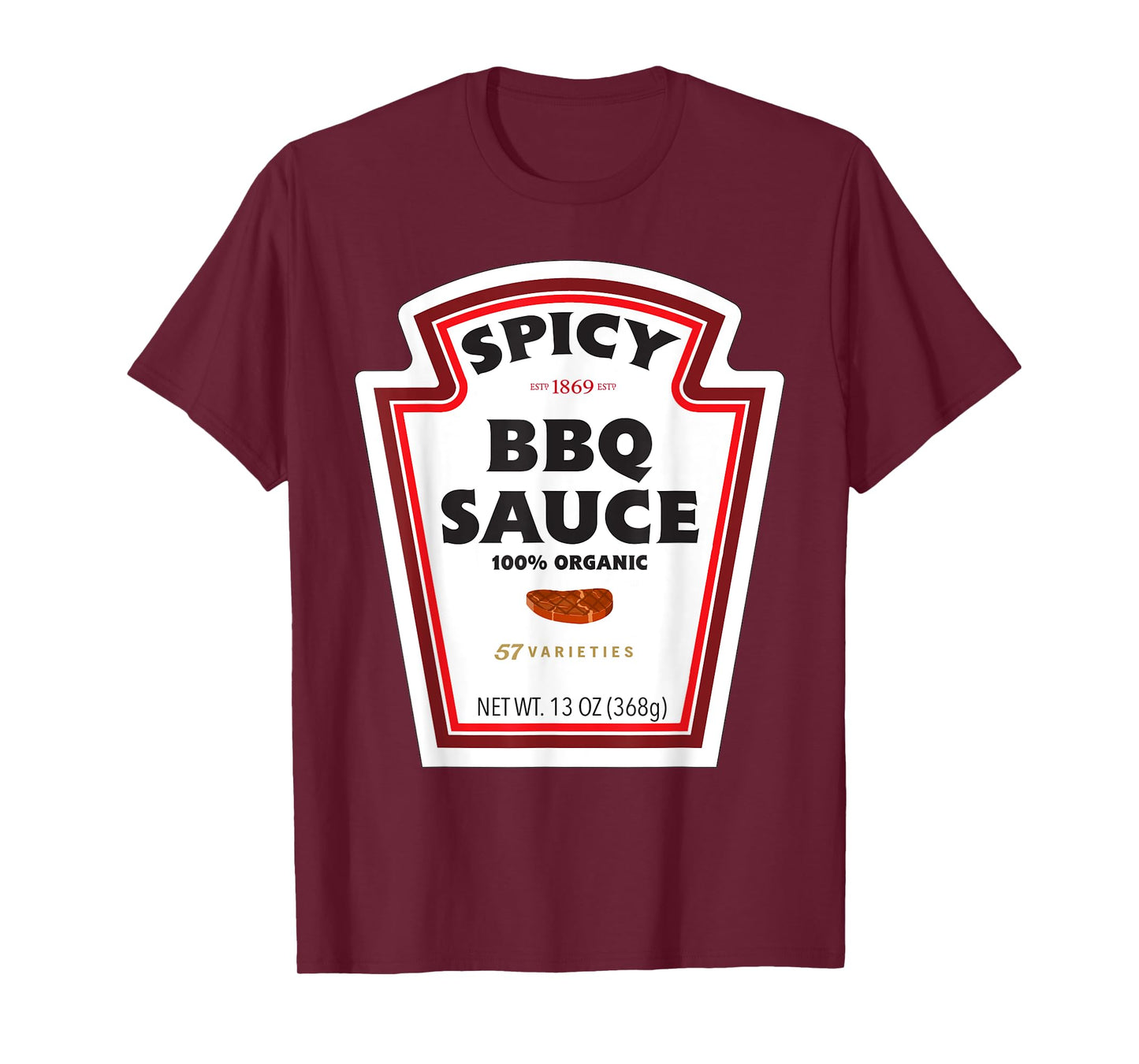 Spicy BBQ Sauce Bottle Label Funny Halloween Costume Outfit T-Shirt