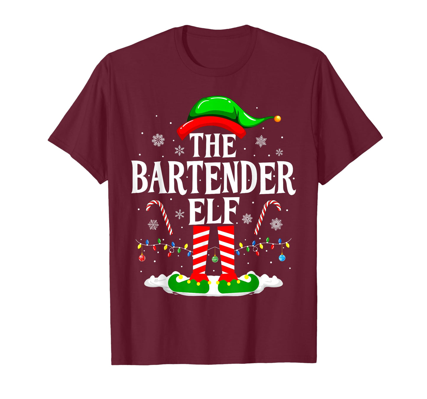 The Bartender Elf Funny Xmas Mixologist Christmas Bartender T-Shirt