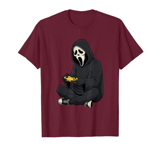 Halloween Scary Face Ghost Mask Gamer Video T-Shirt