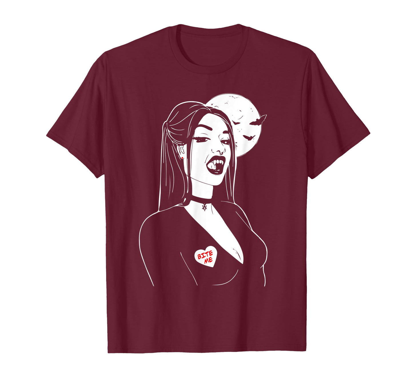 Vampire Girl Bite Me, Art Desing Tee, Beauty Vamp T-Shirt
