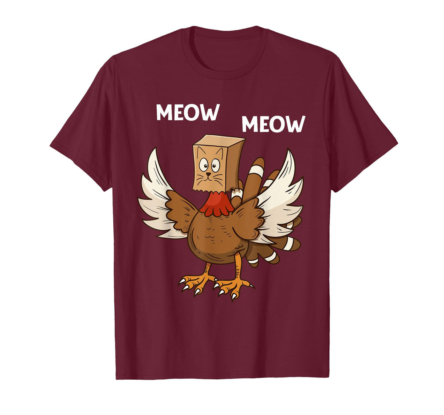 Thanksgiving Cat Funny Fake Cat Meow Thanksgiving Turkey T-Shirt for Men Women Girls Kids