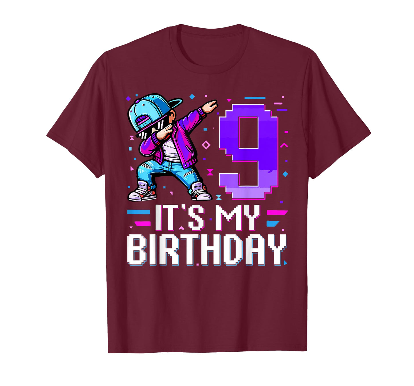 It's My Birthday 9th Birthday Boy Dabbing 9 Year Old Gaming T-Shirt