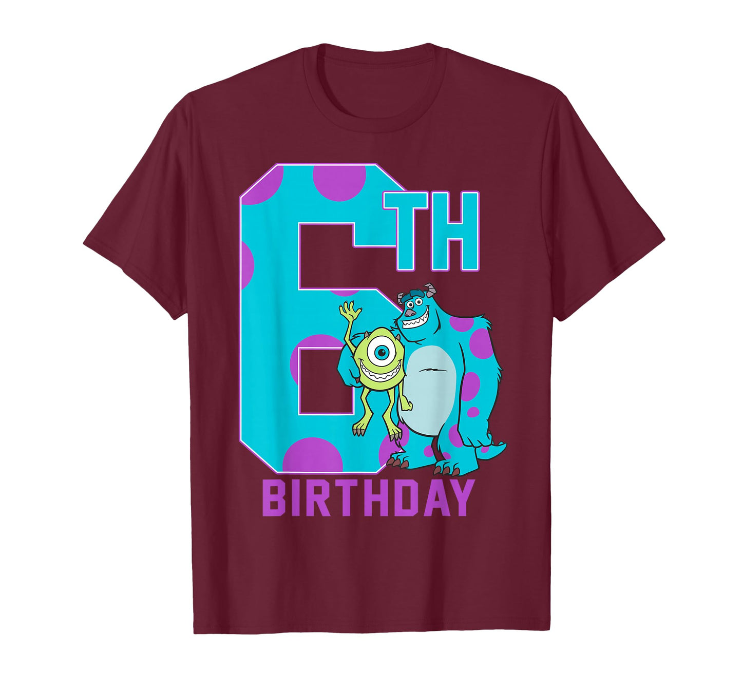 Disney Pixar Monsters Inc. Mike & Sully Happy 6th Birthday T-Shirt