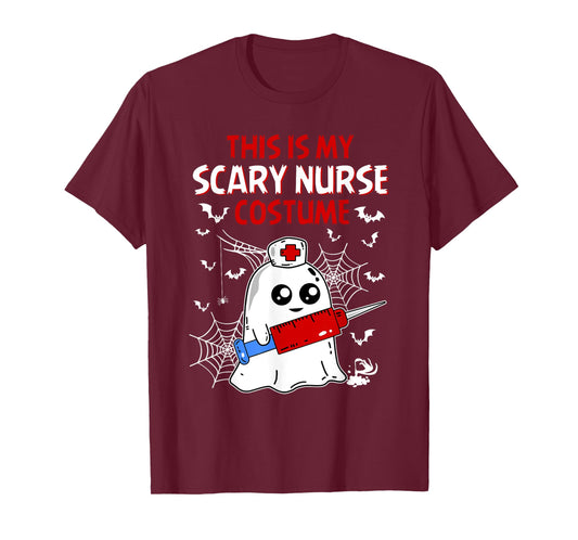 Halloween My Scary Nurse Costume Funny Ghost Scrub T-Shirt