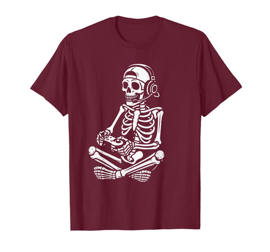 Funny Halloween Skeleton Gamer Video Gaming Boys Men Kids T-Shirt