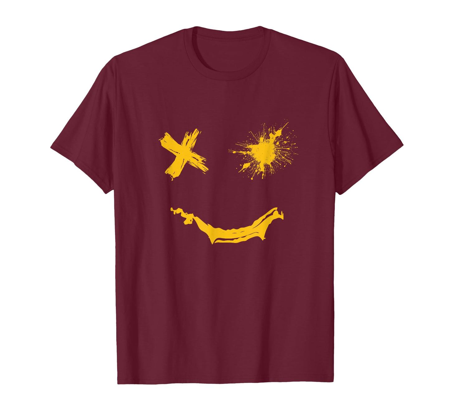 Varsity-Gold Grunge Smile University-Gold Color Graphic T-Shirt