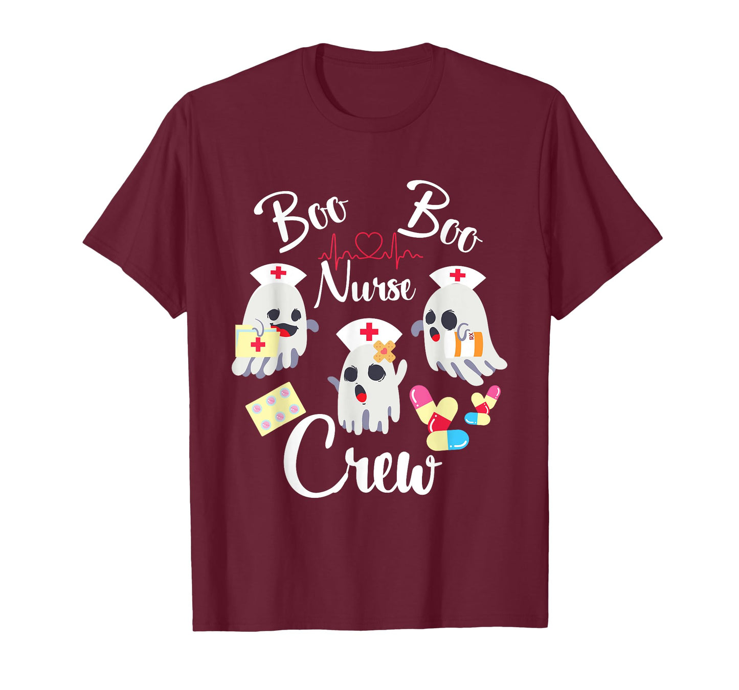 Boo Boo Crew Nurse Ghost Costume Funny Halloween Gift T-Shirt