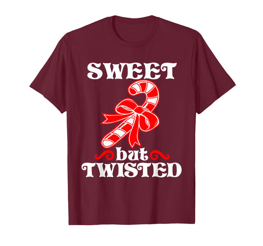 Candy Cane Sweet But Twisted Funny Christmas Short Sleeve T-Shirt