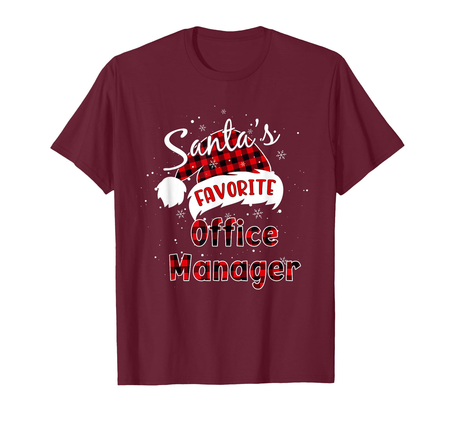 Funny Santa's Favorite Office Manager Christmas Plaid Xmas T-Shirt