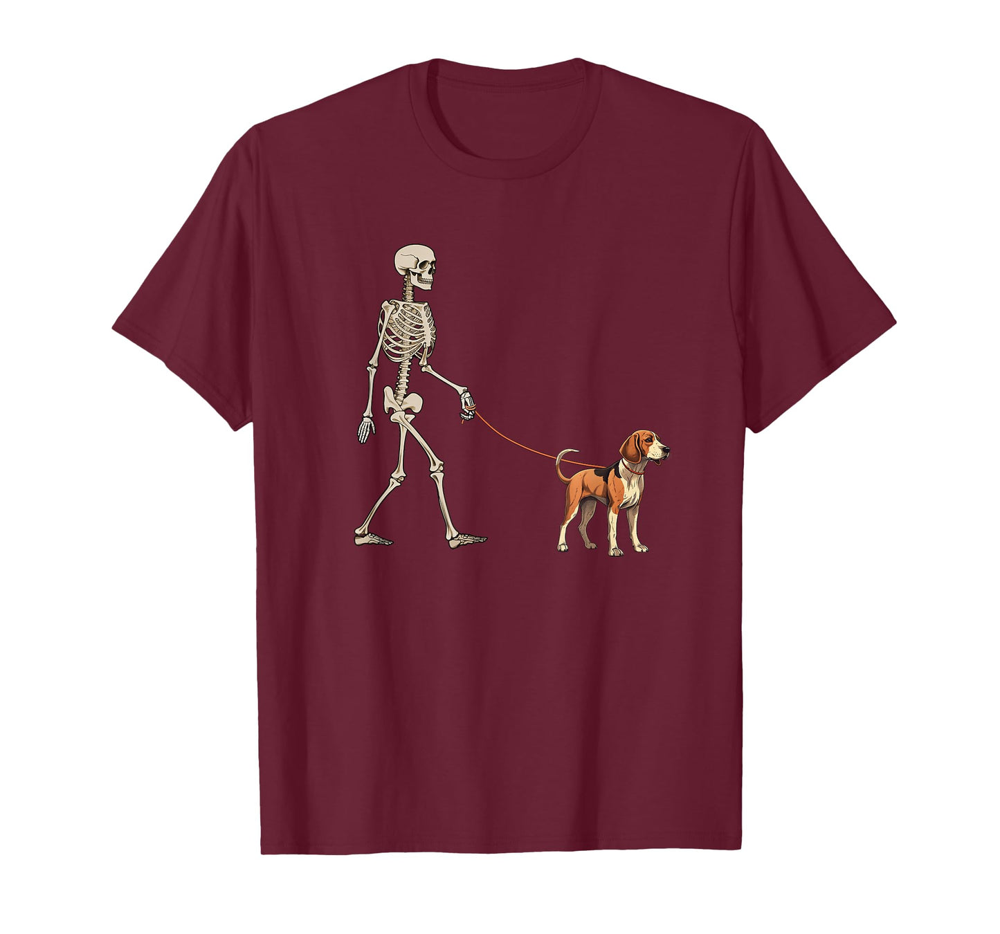 Funny Treeing Walker Coonhound Skeleton Walking Halloween T-Shirt