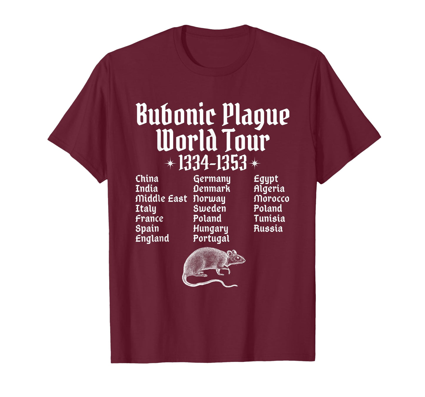 Bubonic Plague World Tour Funny Europe History Humor Rat T-Shirt