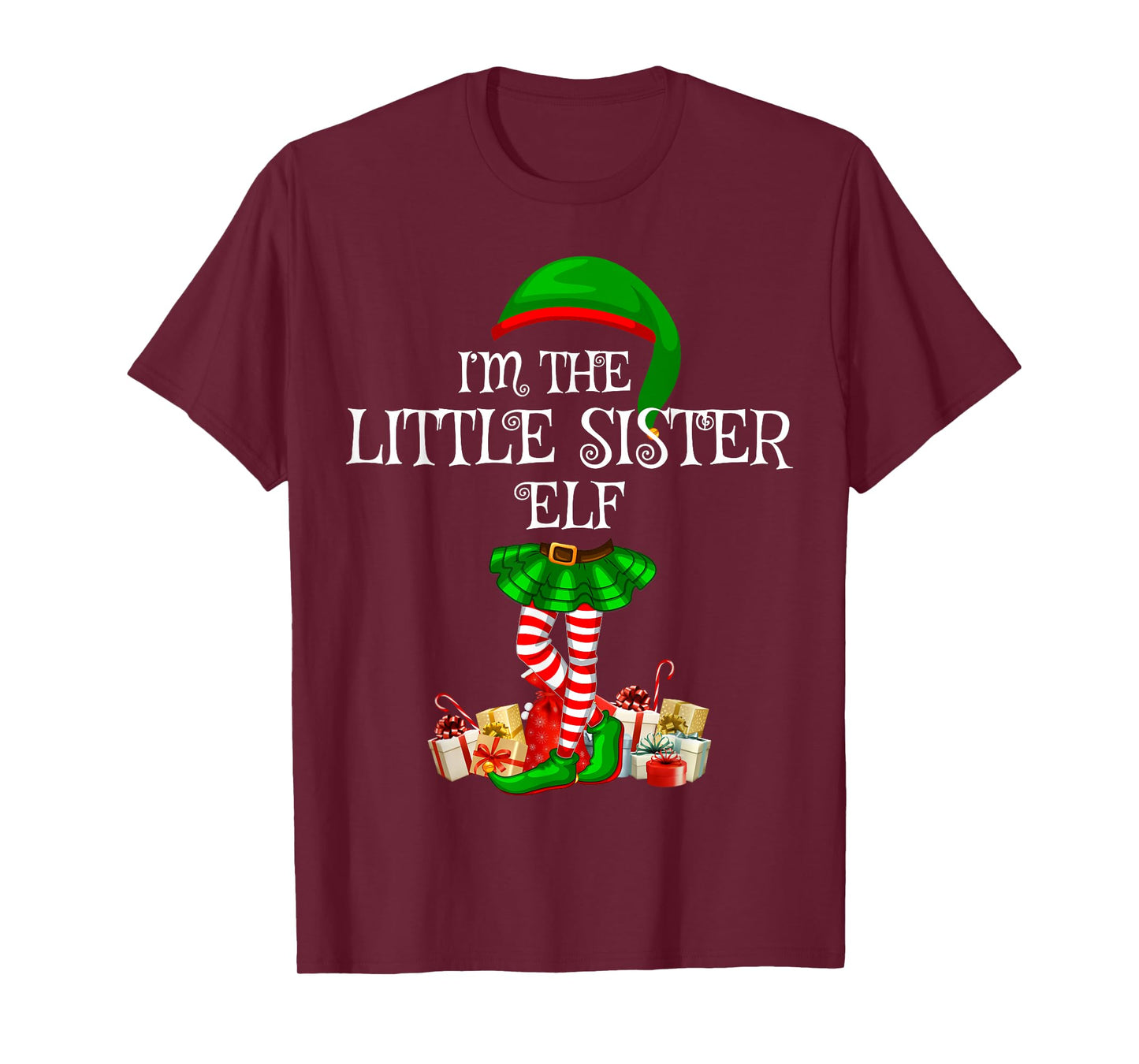 Matching Family Group I'm The Little Sister Elf Christmas T-Shirt