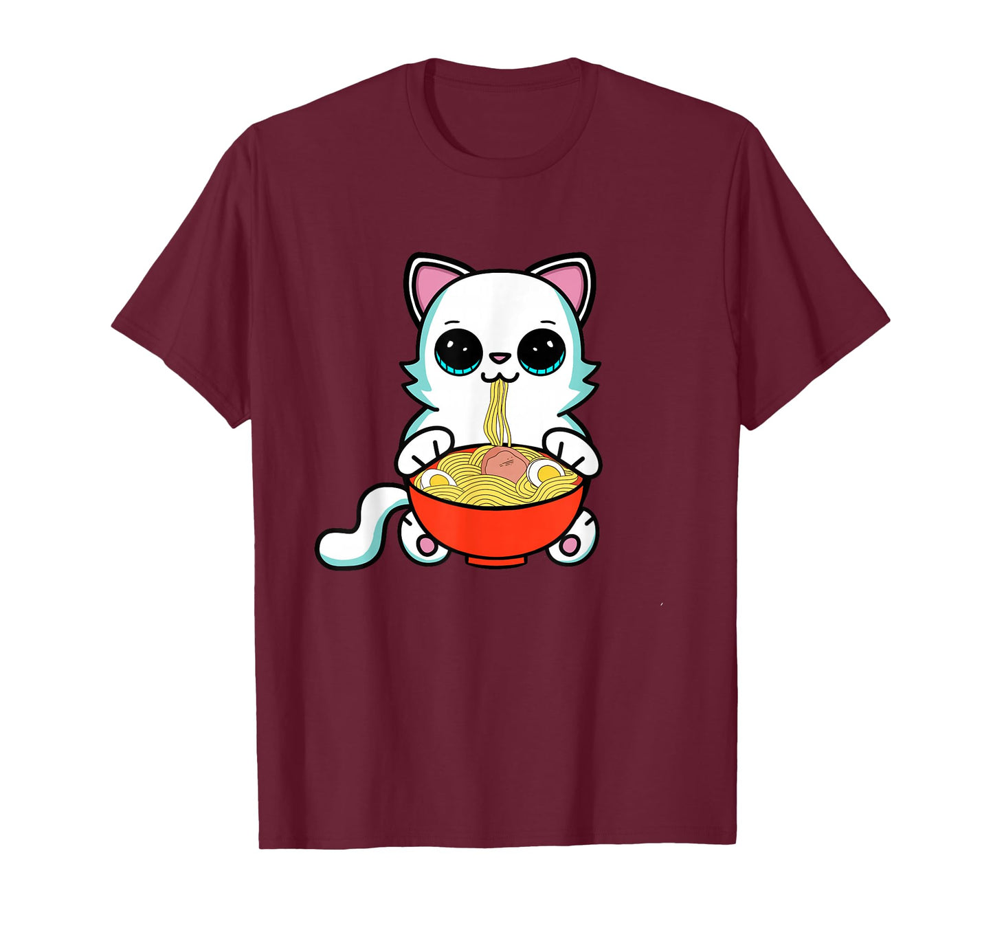 Ramen Cat Kawaii Anime Neko Cat Eating Japanese Noodles T-Shirt