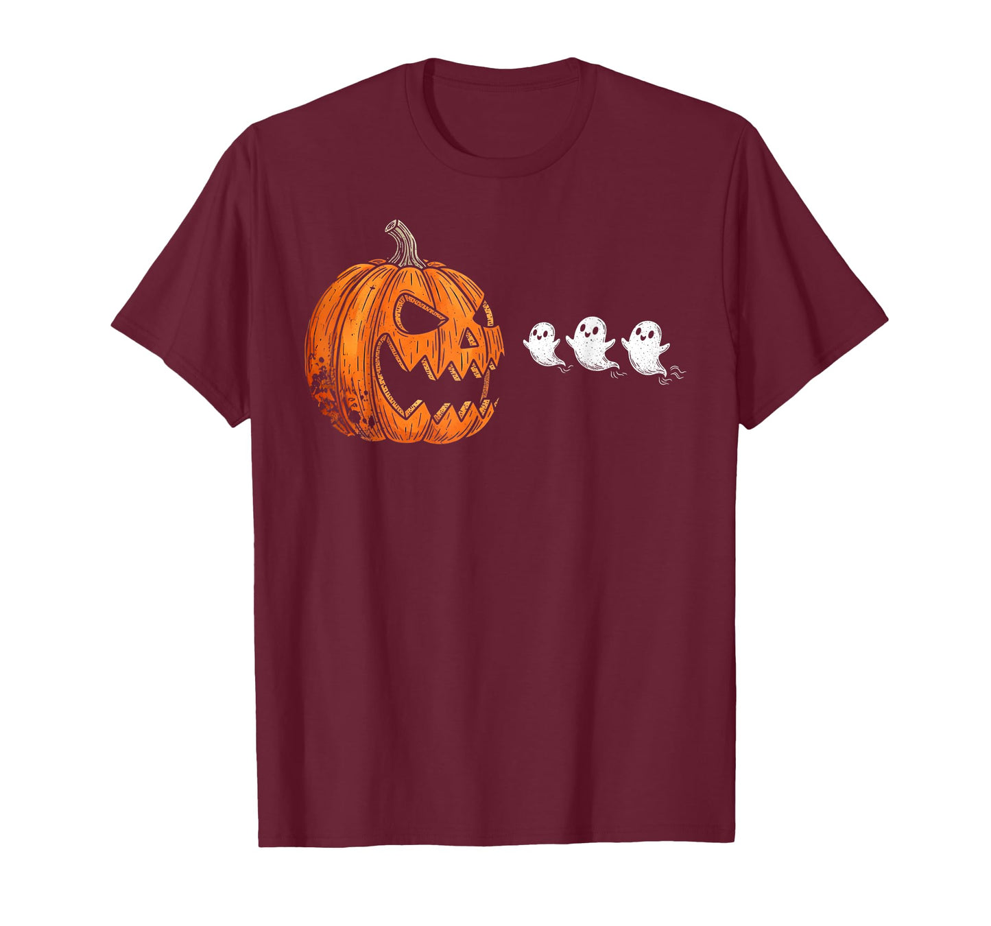 Pumpkin Chasing Ghost Funny Halloween Gamer Costume T-Shirt