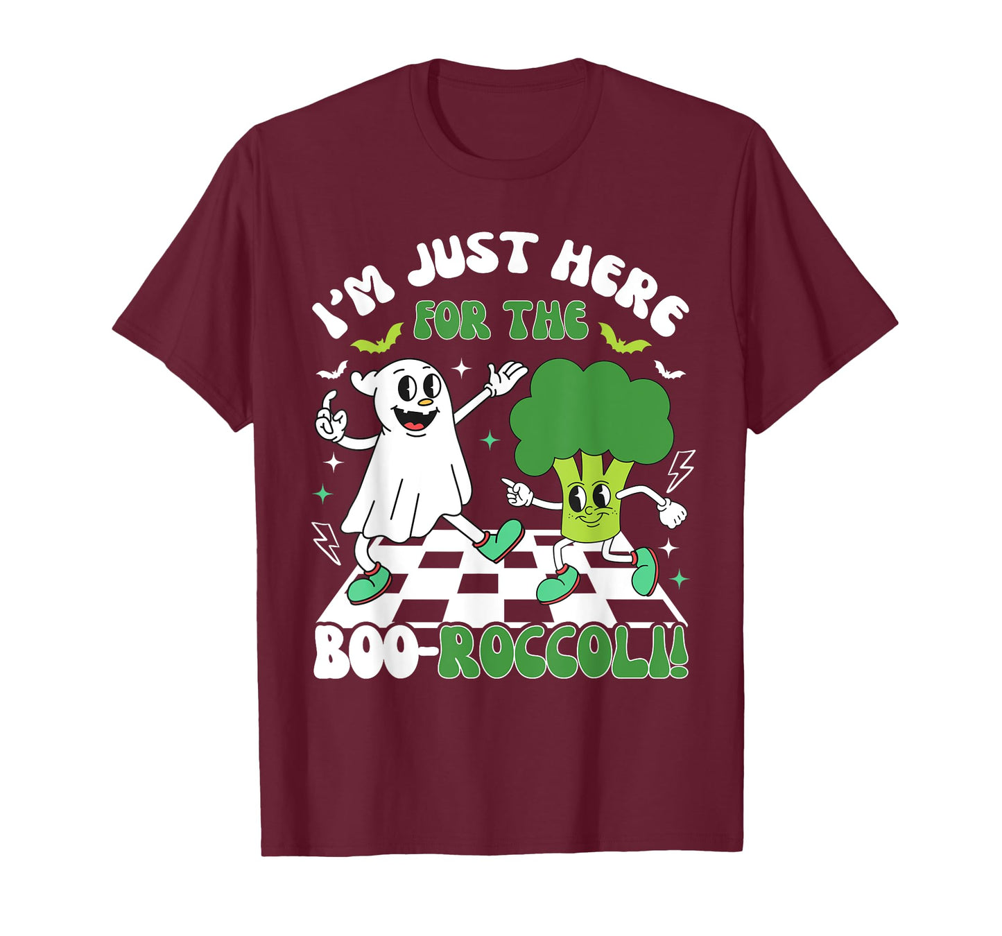 Broccoli Halloween Costume Kids Funny Retro Ghost Broccoli T-Shirt