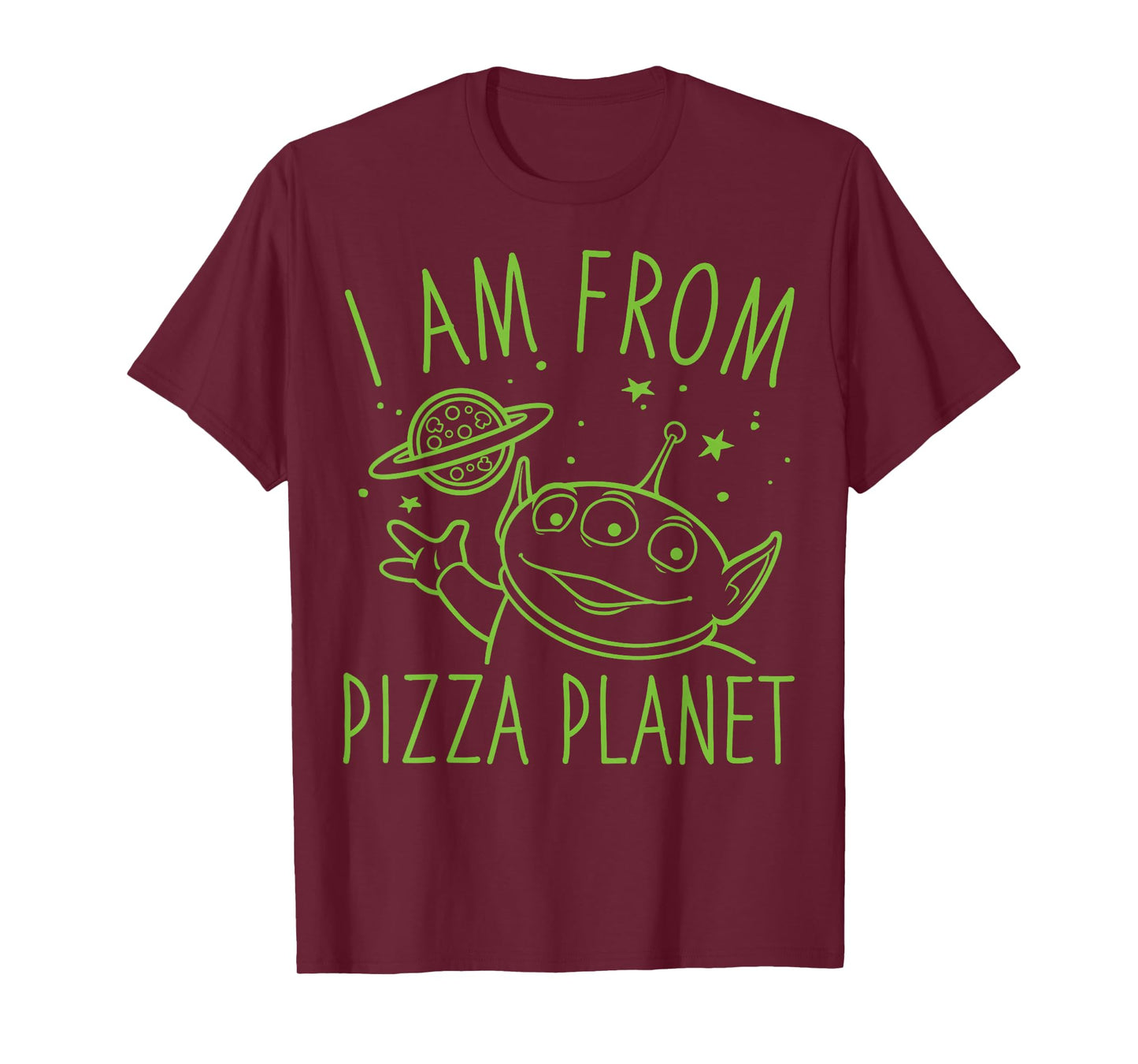 Disney Pixar Toy Story Neon Green Alien Pizza Planet Logo T-Shirt